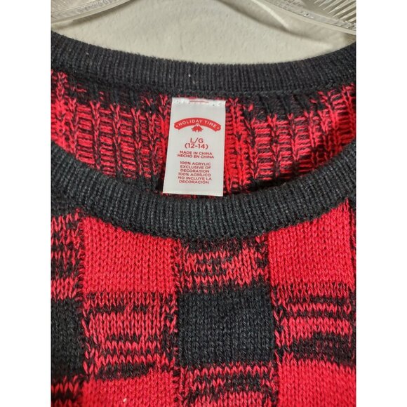 Vintage Holiday Time Rudolph Ugly Sweater Crew Neck Red Black Christmas Large - Picture 4 of 4